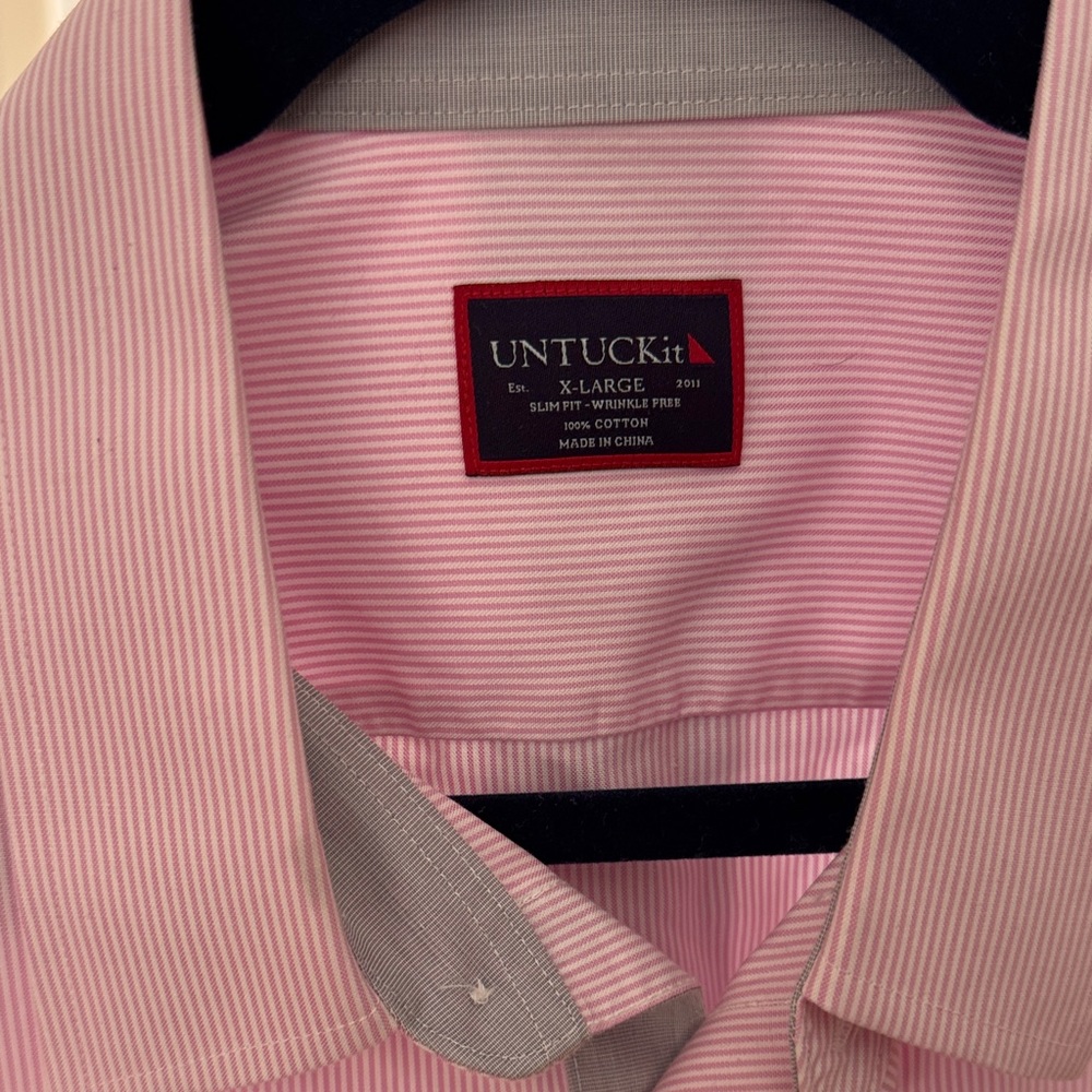 UNTUCKit Men's Light Pink Striped Dress Shirt